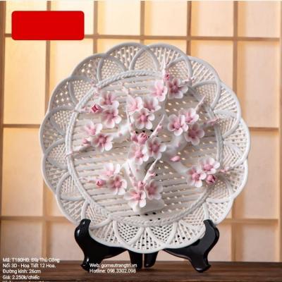 ĐĨA THỦ CÔNG NỔI 3D - HỌA TIẾT 12 HOA